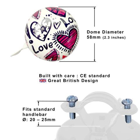 Kiddimoto Love Kids Bicycle Bell, Small