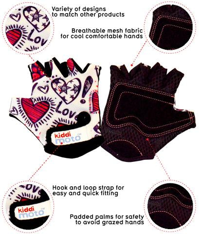 Kiddimoto Love Kids Cycling Gloves