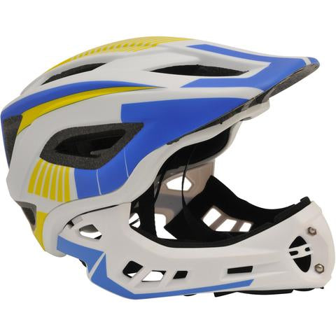 IKON Full Face Cycling/BMX Helmet, - White/Blue, Kiddimoto
